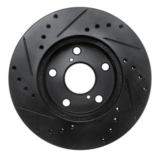 R1 92-98 Lexus SC300 Front Right Drilled & Slotted Black Brake Rotor