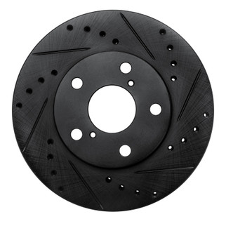 R1 92-98 Lexus SC300 Front Left Drilled & Slotted Black Brake Rotor