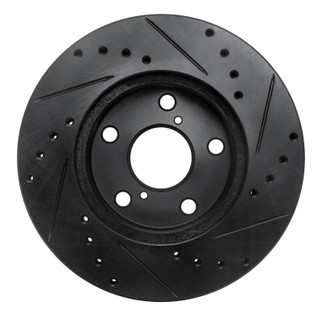 R1 92-98 Lexus SC300 Front Left Drilled & Slotted Black Brake Rotor