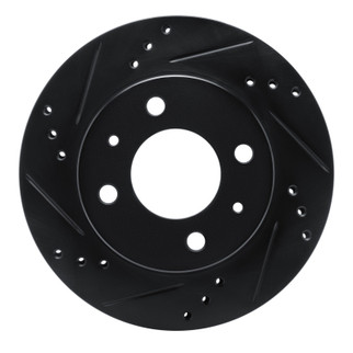 R1 98-12 Dodge ATOS (Mexico) Front Left Drilled & Slotted Black Brake Rotor