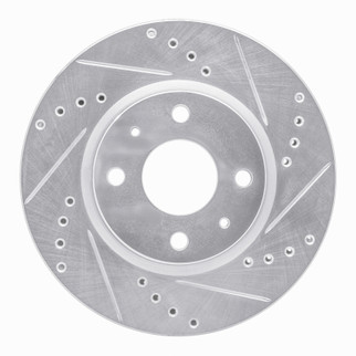 R1 63-79 Austin Healey Sprite Front Right Drilled & Slotted Silver Brake Rotor