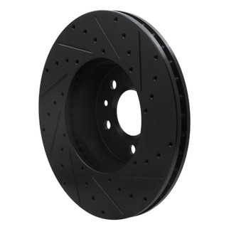 R1 98-02 Ford Crown Victoria Front Left Drilled & Slotted Black Brake Rotor