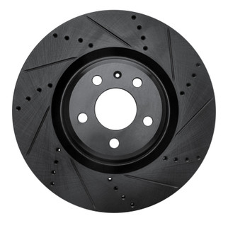 R1 12-20 Audi A7 Quattro Front Right Drilled & Slotted Black Brake Rotor