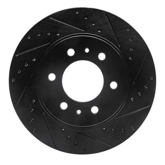 R1 09-09 Ford F-150 RWD Front Right Drilled & Slotted Black Brake Rotor