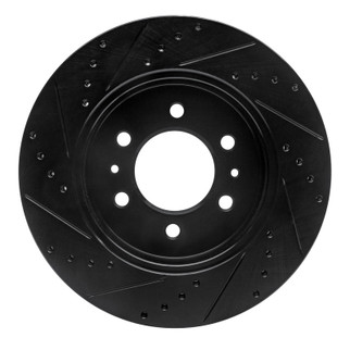 R1 09-09 Ford F-150 RWD Front Right Drilled & Slotted Black Brake Rotor