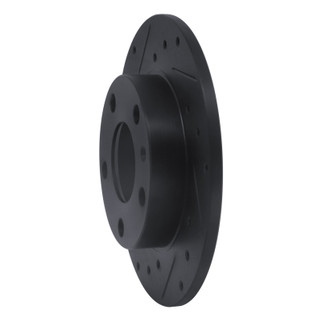 R1 02-06 Audi A4 (USA/Canada) Rear Left Drilled & Slotted Black Brake Rotor