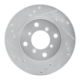 R1 95-02 Suzuki Esteem Front Left Drilled & Slotted Silver Brake Rotor
