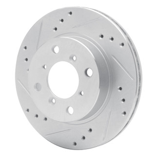 R1 95-02 Suzuki Esteem Front Left Drilled & Slotted Silver Brake Rotor