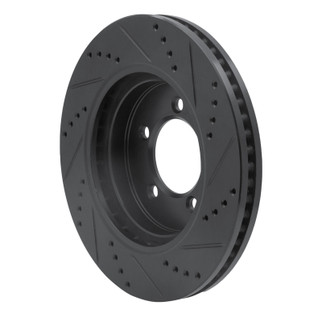 R1 06-10 Ford Explorer Front Left Drilled & Slotted Black Brake Rotor