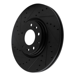 R1 06-07 Mazda 6 Front Left Drilled & Slotted Black Brake Rotor