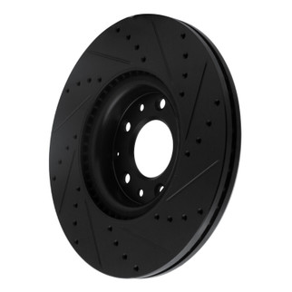 R1 06-07 Mazda 6 Front Left Drilled & Slotted Black Brake Rotor