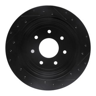 R1 04-11 Ford F-150 RWD Rear Left Drilled & Slotted Black Brake Rotor