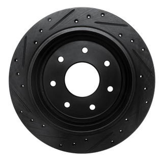 R1 97-04 Ford F-150 4WD Rear Right Drilled & Slotted Black Brake Rotor