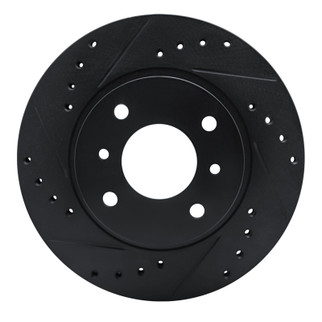 R1 90-92 Infiniti M30 Front Left Drilled & Slotted Black Brake Rotor