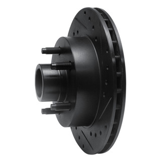 R1 86-92 Ford Bronco II Front Right Drilled & Slotted Black Brake Rotor