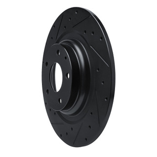 R1 16-23 Mazda CX-9 Rear Left Drilled & Slotted Black Brake Rotor