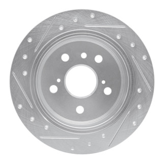 R1 02-08 Lexus ES330 Rear Right Drilled & Slotted Silver Brake Rotor