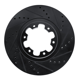 R1 98-04 Infiniti QX4 Front Right Drilled & Slotted Black Brake Rotor