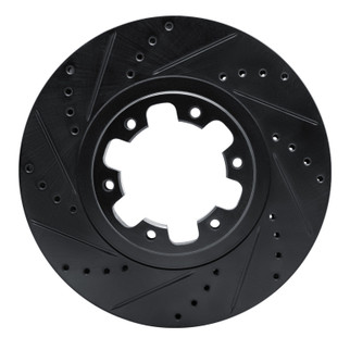 R1 98-04 Infiniti QX4 Front Left Drilled & Slotted Black Brake Rotor