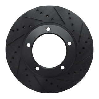 R1 98-07 Lexus LX470 Front Right Drilled & Slotted Black Brake Rotor