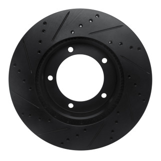 R1 98-07 Lexus LX470 Front Right Drilled & Slotted Black Brake Rotor