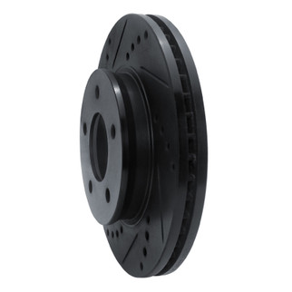 R1 96-98 Mazda MPV Front Left Drilled & Slotted Black Brake Rotor