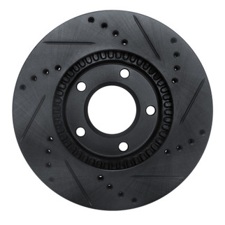 R1 96-98 Mazda MPV Front Left Drilled & Slotted Black Brake Rotor