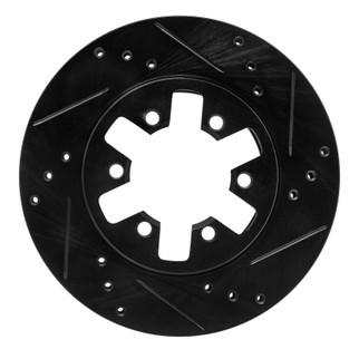 R1 85-12 Nissan D21 Pickup RWD (4 Cyl Excl HD) Front Right Drilled & Slotted Black Brake Rotor