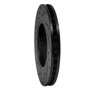 R1 85-12 Nissan D21 Pickup RWD (4 Cyl Excl HD) Front Right Drilled & Slotted Black Brake Rotor