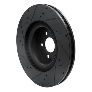 R1 15-23 Ford Mustang Front Right Drilled & Slotted Black Brake Rotor