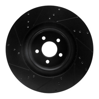 R1 15-23 Ford Mustang Front Right Drilled & Slotted Black Brake Rotor