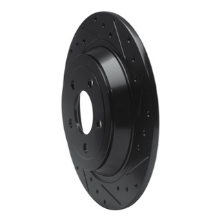 R1 15-23 Ford Mustang Rear Right Drilled & Slotted Black Brake Rotor