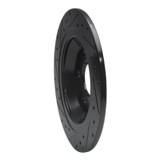 R1 15-23 Ford Mustang Rear Right Drilled & Slotted Black Brake Rotor