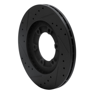 R1 87-93 Mazda B2200 Front Right Drilled & Slotted Black Brake Rotor