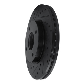 R1 07-14 Nissan Sentra Front Left Drilled & Slotted Black Brake Rotor