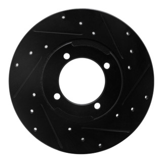 R1 82-84 Mazda B2000 Front Right Drilled & Slotted Black Brake Rotor