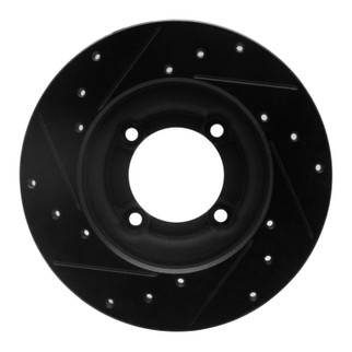 R1 82-84 Mazda B2000 Front Right Drilled & Slotted Black Brake Rotor