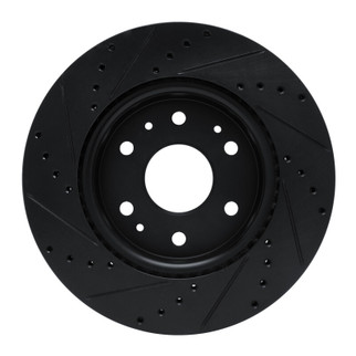 R1 23-25 Chevrolet Colorado Front Right Drilled & Slotted Black Brake Rotor