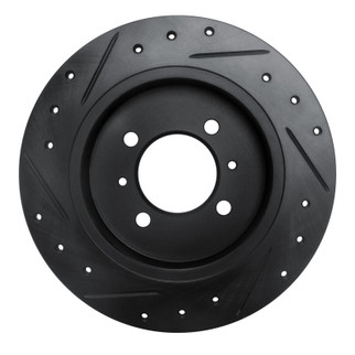 R1 91-94 Nissan Sentra Rear Right Drilled & Slotted Black Brake Rotor