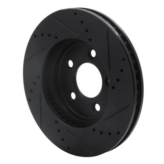 R1 05-10 Ford Mustang Front Left Drilled & Slotted Black Brake Rotor