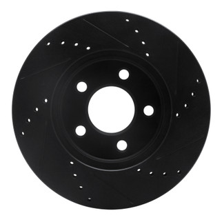 R1 05-10 Ford Mustang Front Left Drilled & Slotted Black Brake Rotor