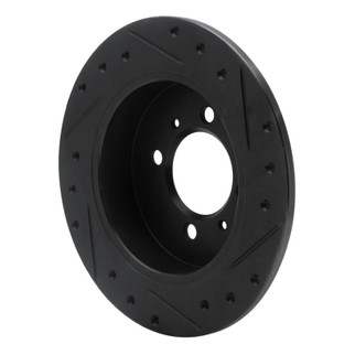 R1 91-94 Nissan Sentra Rear Left Drilled & Slotted Black Brake Rotor