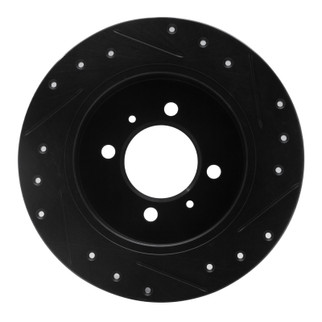 R1 91-94 Nissan Sentra Rear Left Drilled & Slotted Black Brake Rotor