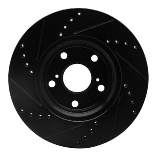 R1 99-07 Lexus ES300 Front Right Drilled & Slotted Black Brake Rotor