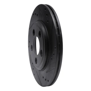 R1 00-06 Ford Thunderbird Rear Right Drilled & Slotted Black Brake Rotor
