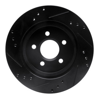 R1 00-06 Ford Thunderbird Rear Right Drilled & Slotted Black Brake Rotor