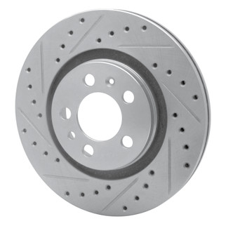 R1 98-15 Volkswagen Golf Front Left Drilled & Slotted Silver Brake Rotor