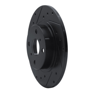 R1 87-89 Toyota MR2 Rear Left Drilled & Slotted Black Brake Rotor