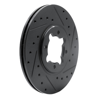 R1 82-85 Toyota Celica Front Right Drilled & Slotted Black Brake Rotor