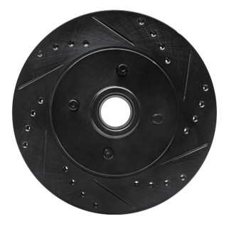 R1 87-93 Ford Mustang Front Right Drilled & Slotted Black Brake Rotor